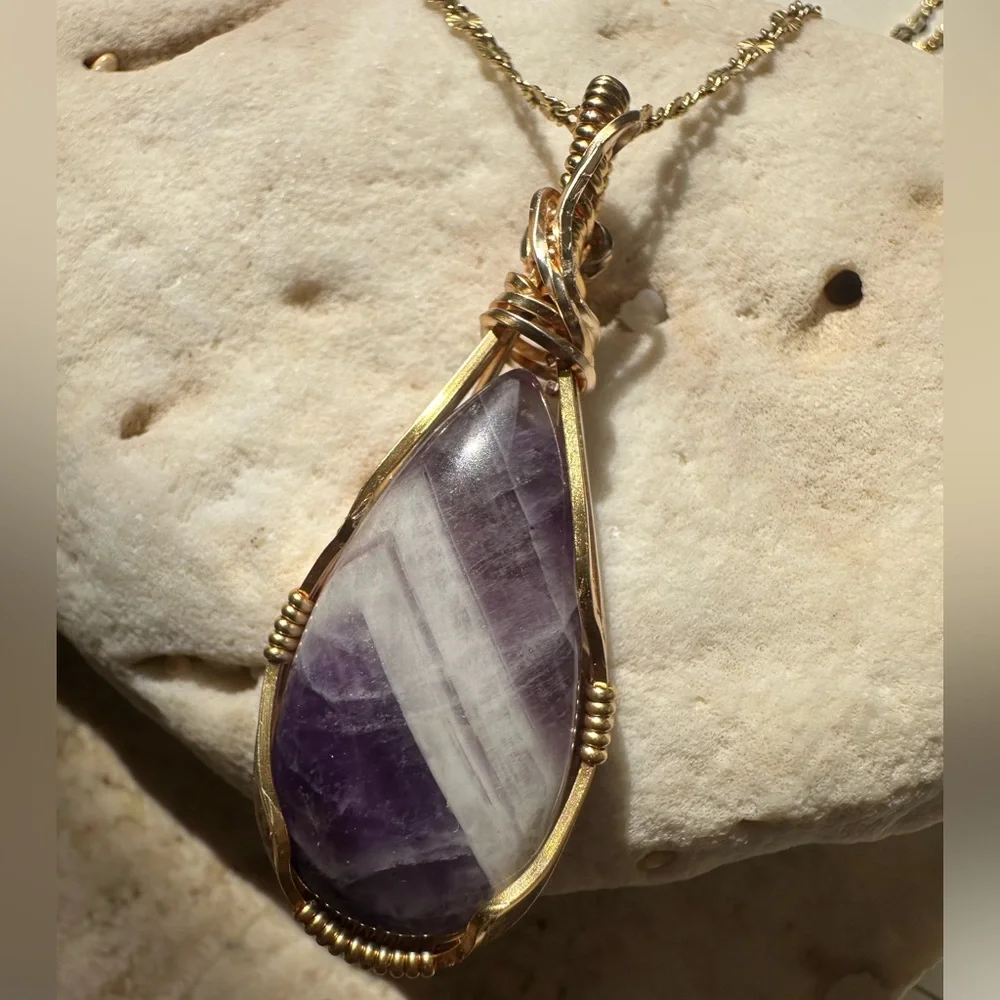 Chevron Amethyst Necklace Pendant